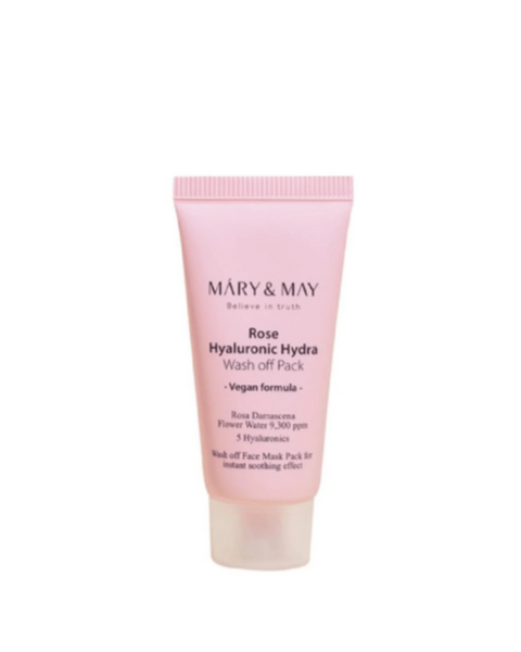 Masca tip wash-off cu extract de trandafir si acid hialuronic - mini, 30g| Mary and May