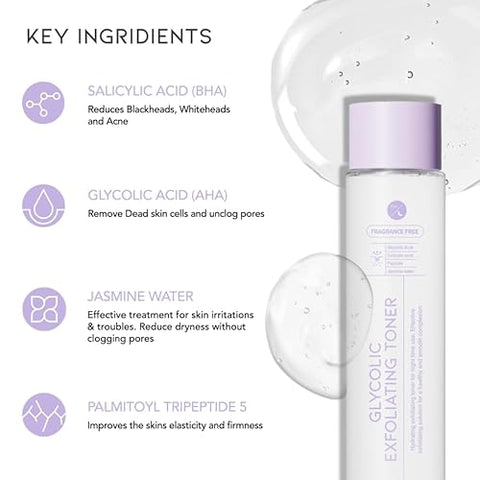 Toner pentru rutina de seara cu acid glicolic, 250ml | #OOTD
