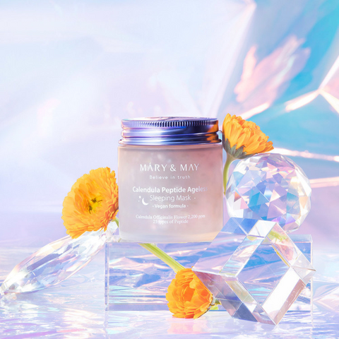 Masca pentru noapte cu galbenele si peptide, 110g  | Mary and May