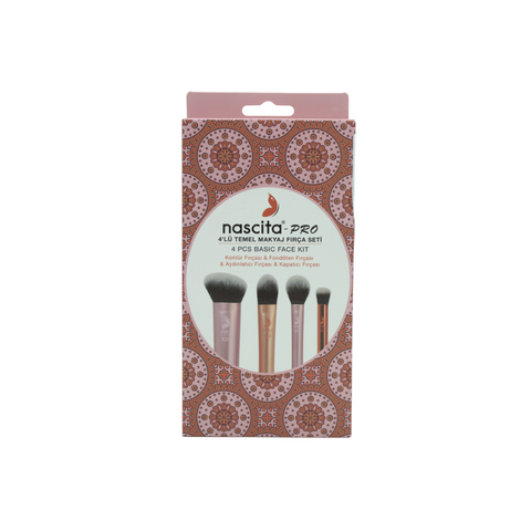 Set de pensule pentru machiaj x 4buc [contur+fond de ten+iluminator+corector] | Nascita