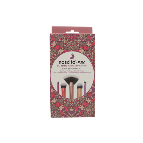 Set de pensule pentru machiaj x 5buc [creion+contur+evantai+fond de ten+eyeliner] | Nascita