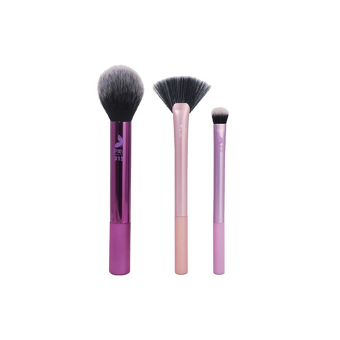 Set de pensule pentru machiaj multifunctionale x 3buc [blush+evantai+corector] | Nascita