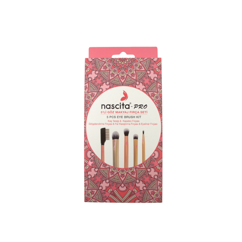 Set de pensule pentru machiaj x 5buc [pieptene sprancene+corector+fard+blend+eyeliner] | Nascita