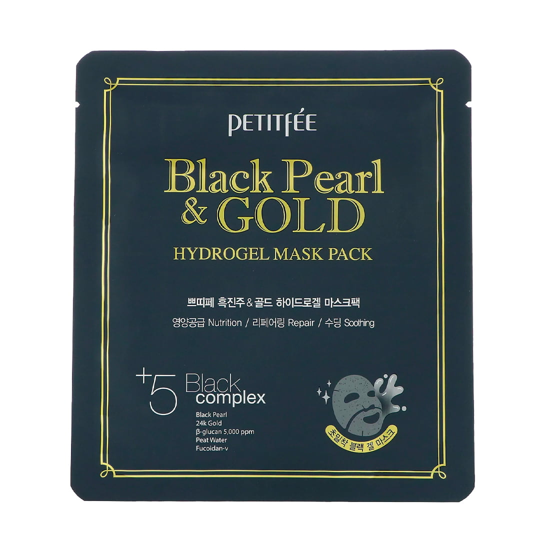 Black Pearl & Gold Hydrogel Face Mask | Petitfee my-k.ro/ imagine noua